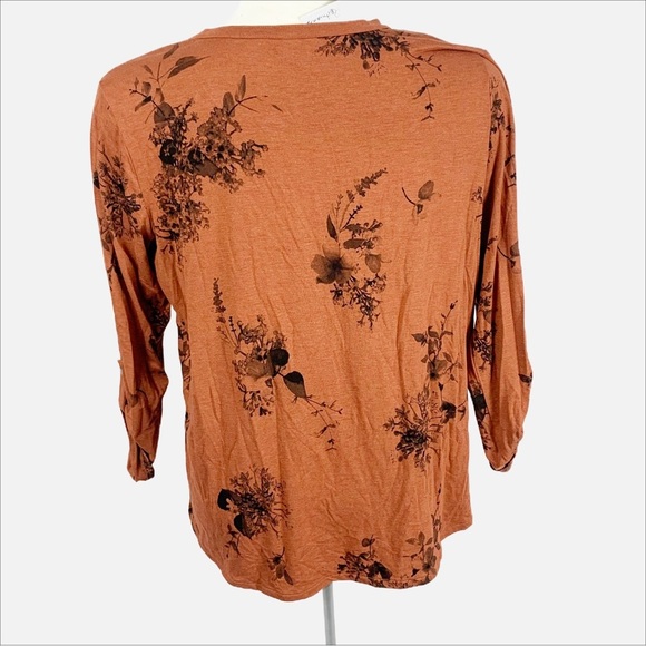 🌿 NWT Reitmans Burnt Orange Floral Print V-Neck Top (XL) 🌸 - Picture 3 of 9
